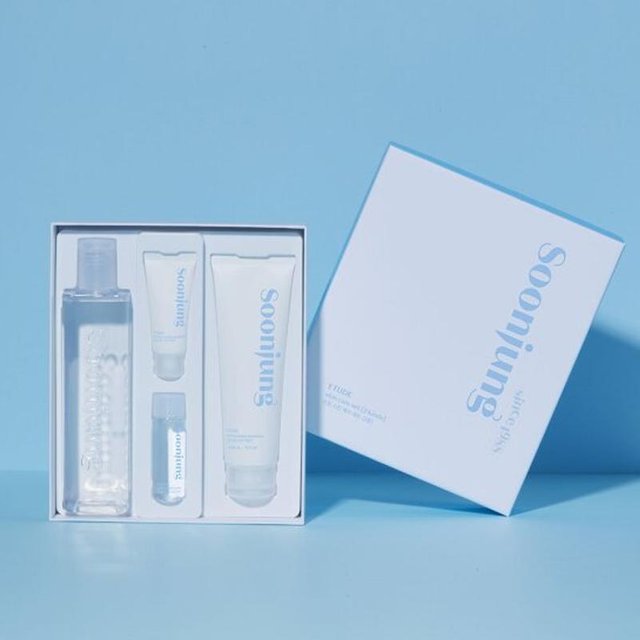 ETUDE HOUSE Soonjung Hautpflege Toner+Emulsion SET mit Reise-Set Geschenk 1SET white