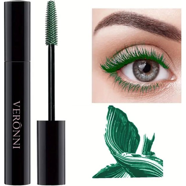 Mascara coloré, mascara allongeant, mascara recourbant waterproof à fibres de soie 4D, extensions de cils noires, maquillage, cosmétiques 04 vert
