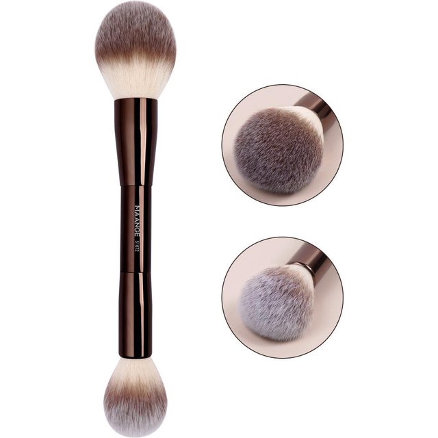 MAANGE Pinceaux de Maquillage Double Tête Fond de Teint Poudre Anti-Cernes Blush Bronzer Pinceau de Maquillage Poils en Fibres Douces Outils de Beauté Cosmétiques beige