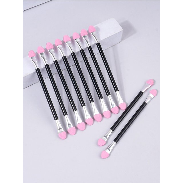 10 Stück Mehrfarbiger Doppelseitiger Latex-Schwamm Lidschattenstift Multifunktional Tragbarer Kurzer Stift Make-up-Pinsel Lidschattenpinsel rosa