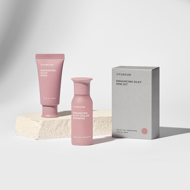AYUNCHE Kit Mini Soin Cheveux Soyeux Améliorant Shampooing 50g + Masque Capillaire 30ml Ensemble Voyage Soin Couleur Coréen