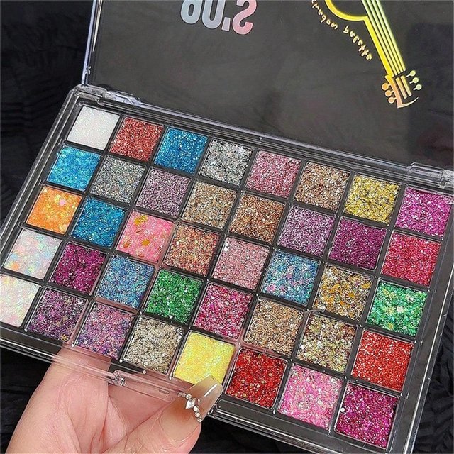 Körper Gesicht Grobglitzer Lidschattenpalette, Rosa Weiß Silber Gesicht Glitzer Lidschatten Make-up Pailletten Meerjungfrauen Gesicht Körper Haare Glitzer gray
