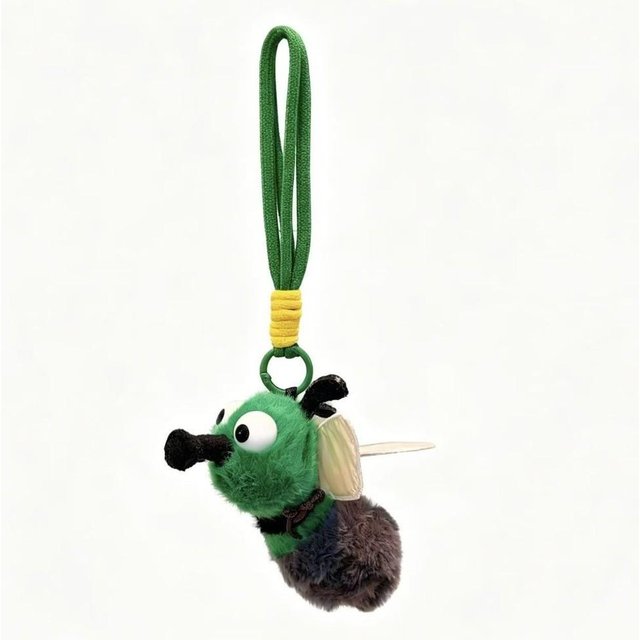 Petit pendentif en peluche pour sac à dos Charme Moustique Design drôle Série Insectes Porte-clés Animal en peluche parfumé unique Pendentif Fête blue