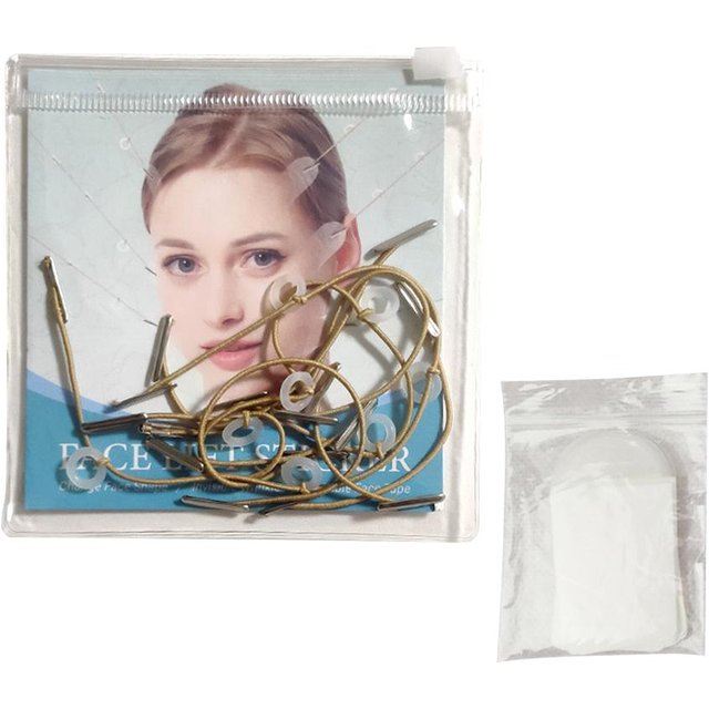 20 Pièces Bande de Lifting Facial Autocollant Facelifting Autocollant Visage Transparent Invisible Autocollant Lifting Visage Forme en V avec 8 Cords gray