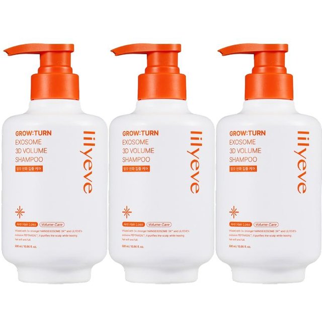 lilyeve Growturn Brosse Volume 3D Shampooing 200ml, 500ml / lilyeve Growturn Ampoule Brosse Exosome 100ml (12 options) #Shampoo 500ml x 3pcs