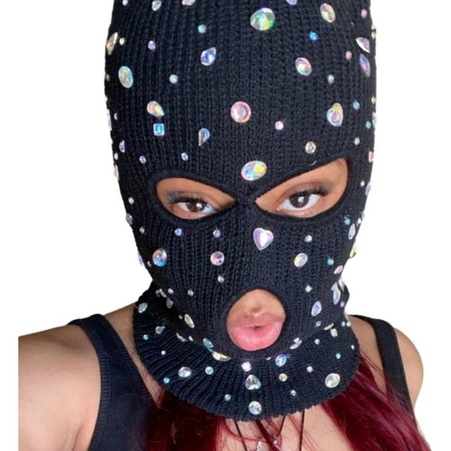 Blingbling Cagoule Masque Facial Chapeau Casquette à Capuche pour Temps Froid Hiver noir
