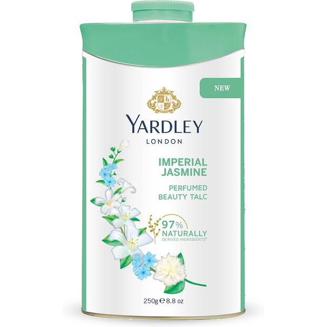 Yardley London Imperial Jasmine Parfümiertes Talkum für Frauen 250g Glattes Duftendes Schönheitspuder Luxuriöse Hautpflege white