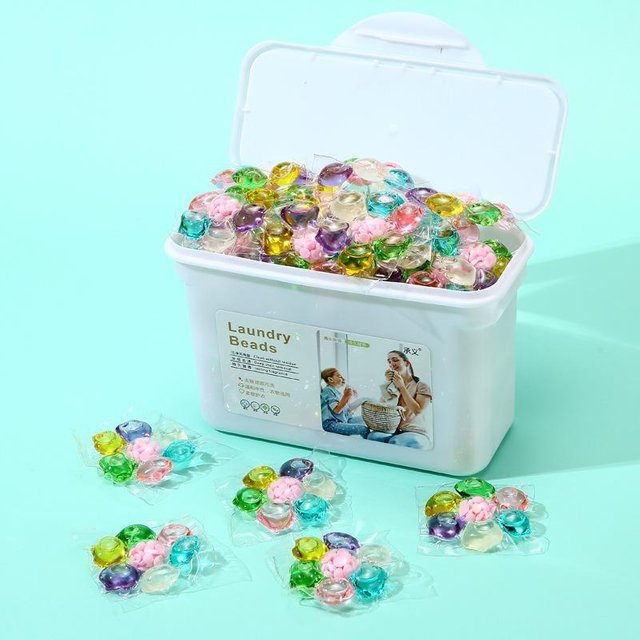 Billes de lessive, Billes parfumées, Vêtements en boîte, Boules de lessive nettoyantes et détachantes, Billes de lessive concentrées white