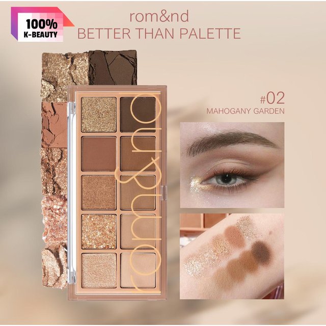 rom&nd BETTER THAN PALETTE 00-09/11-13, Garten-inspiriert, Alle passenden Farbtöne, Anfängerfreundlich, Vielseitig einsetzbar, K-Beauty, Koreanisches Make-up 02 MAHOGANY GARDEN