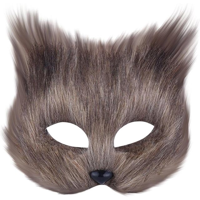 Tier Katze Fuchs Maske Halloween Cosplays Make-Up Kostümzubehör Kunstpelze Halbgesichtsmaske Bühnenrequisiten Tiermaske gray