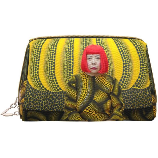 Große Kapazität Yayoi Kusama Kürbisse Kosmetiktaschen Tragbare Make-up-Tasche Damen Waschtasche Toilettenartikel-Set 21x14x9cm yellow