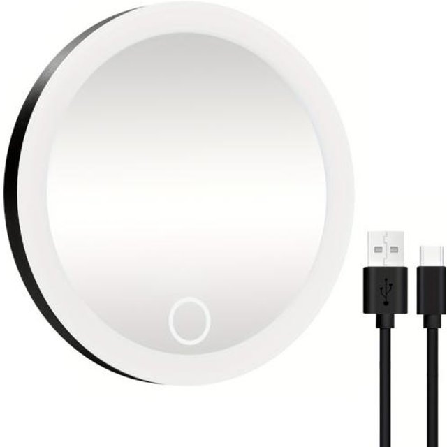 10-/20-/30-facher Vergrößerungsspiegel mit 3-farbigem LED-Licht, Saugnapf, dimmbar, über USB wiederaufladbar, tragbar, Hand-Make-up-Kosmetikspiegel für Männer und Frauen 20X white