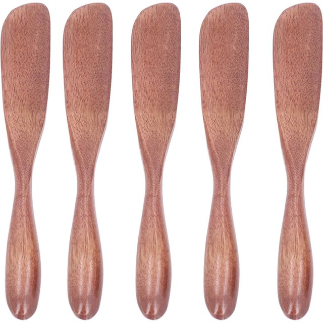 5 PIÈCES Couteau à Beurre en Bois Confiture Fromage Tartineur Vaisselle Style Japonais pour Pain Masque Facial Foncé L(for 6.5-9kg) brown
