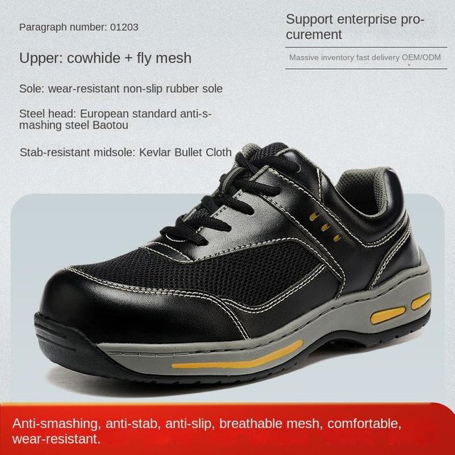 Arbeitsschuhe Herren Sommer Atmungsaktiv Deodorant Verbreitert Stahlkappenschuhe Anti-Quetsch Anti-Durchstich Abriebfeste Schuhe 46 black
