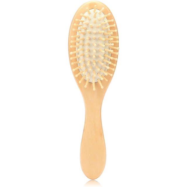 2 Farben Antistatische Natürliche Holzmassage Haarbürste Kamm Kopfhautpflege Paddelbürste Type 2 beige