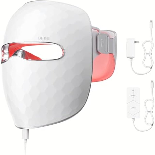 Ulike ReGlow LED Face Mask, Red Light Therapy Mask, Wrinkle Reduction, 4 Modes with Red, Blue, Yellow & Infrared Lights for Brightening & Acne Treatme
