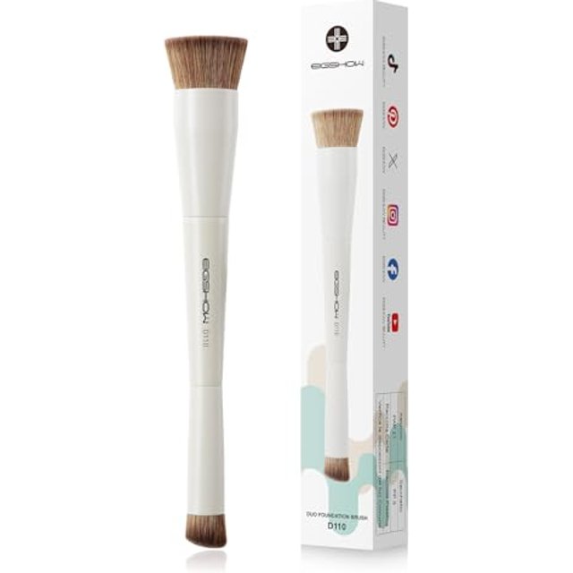 EIGSHOW Foundation & Concealer Brush, Dual-Ended Makeup Brush For Flawless Foundation Coverage, Precision Concealer, Vegan & Cruelty-free (D110 Beige)