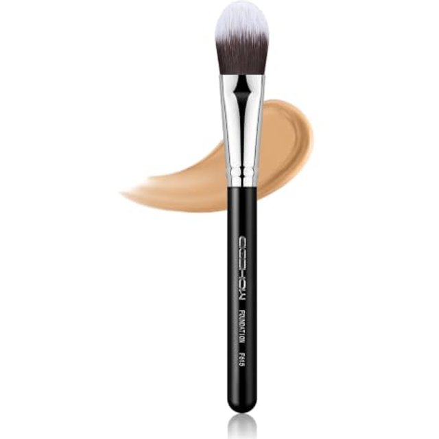 EIGSHOW Flat Foundation Face Makeup Brush for Liquid/Cream, Black (F615)