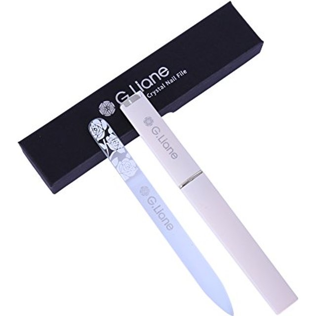 Premium Glass Nail File with Case Professional Crystal Fingernail Files Perfect Manicure Set for women Men Kids Nail Care Gift Set (Rose White)