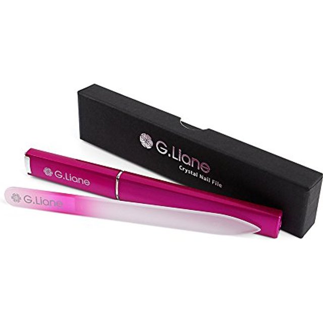 Crystal Glass Nail File Professional Double Sided Etched Glass Nail Files with Case for Shaping The Natural Nails and Artificial Nail Manicure Pedicur