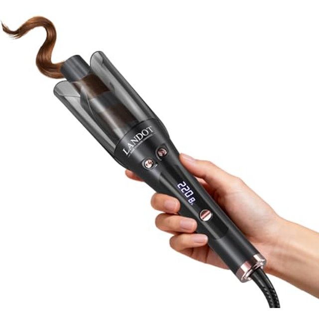 LANDOT Hair Curler Automatic Rotating, 25mm Self Curling Wand Tongs