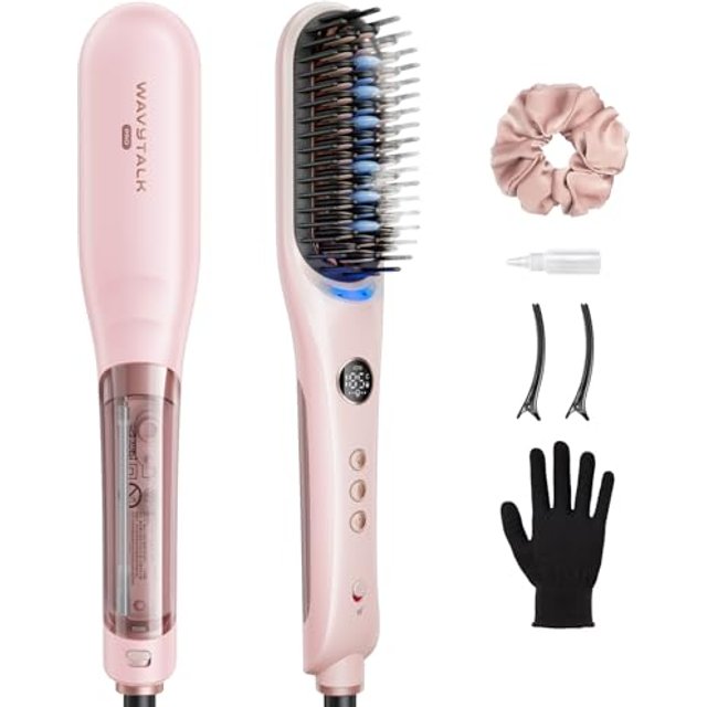Wavytalk Steam Hair Straightener Brush with Negative Ions 4 in 1