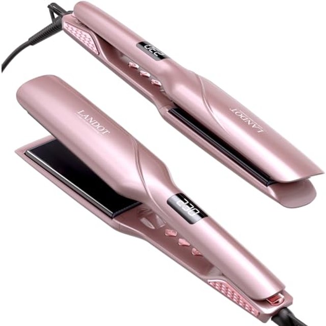 LANDOT Wide Plate Hair Straighteners for women, Ceramic Floating Plates