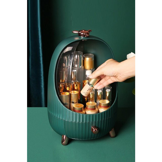 H&O Direct Dustproof Makeup Organizer with LED Light in Green
