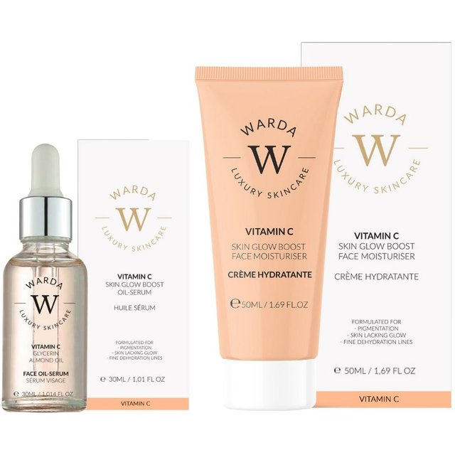 WARDA Skin Glow Boost Vitamin C Anti-Aging Moisturiser 50m + Vitamin C Glow Boost Anti-Aging Oil-Serum 30ml in White