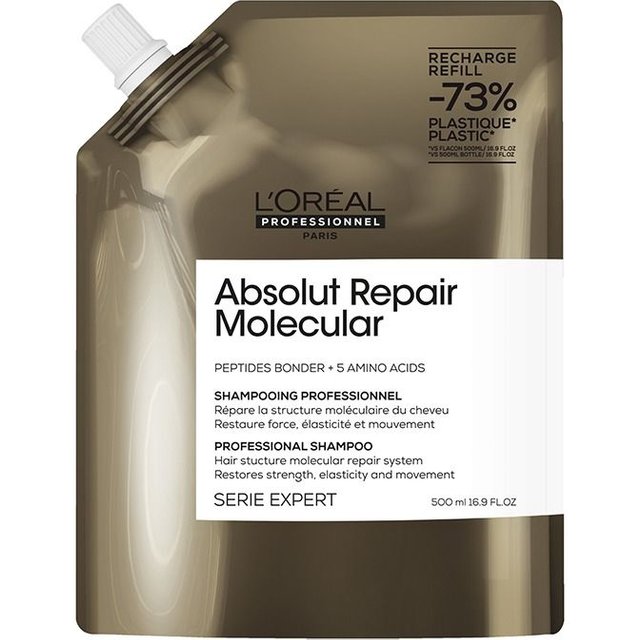 L'Oreal Professionnel Absolut Repair Molecular Shampoo Refill Pack 500ml in Clear