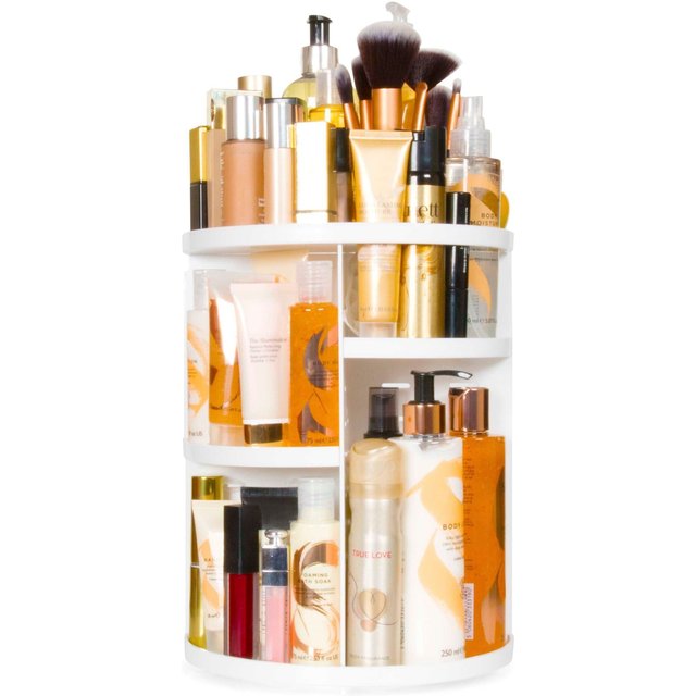 Rio Cosmetic & Brush Storage Carousel in White