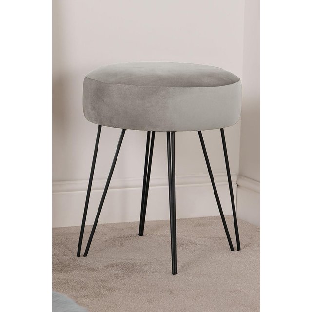 OHS Matte Velvet Dressing Table Stool Hairpin Vanity Seat Makeup Chair in Charcoal