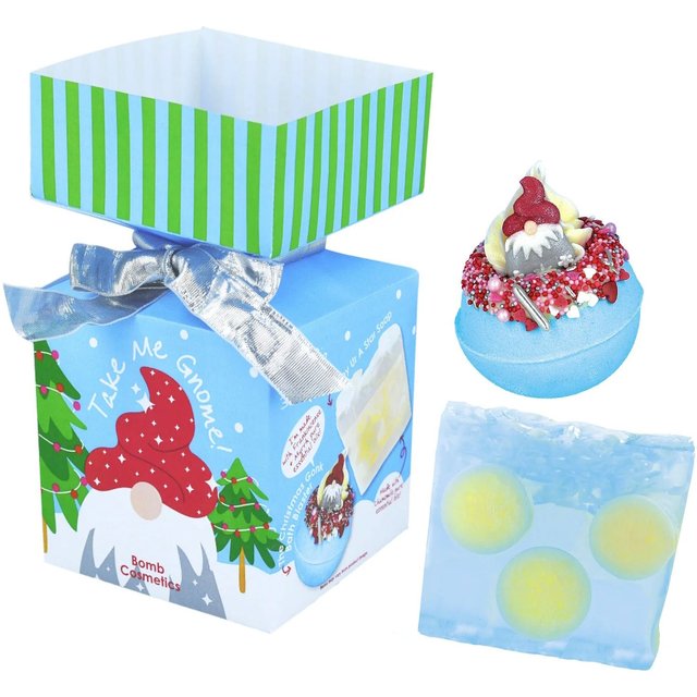 Bomb Cosmetics Women's Take Me Gnome Christmas Mini Cracker Bath & Body Gift Pack in Blue | Size: 100g