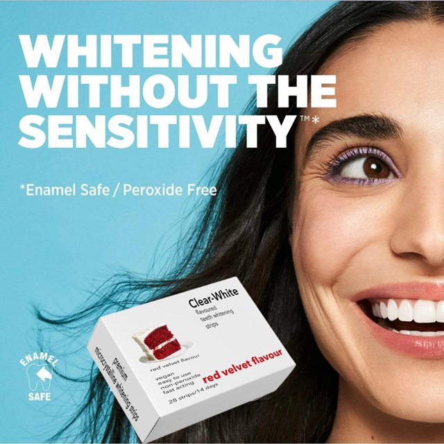 LumiaSonic Clear White Teeth Whitening Strips, Non Peroxide, Sensitivity Free in Dark Red