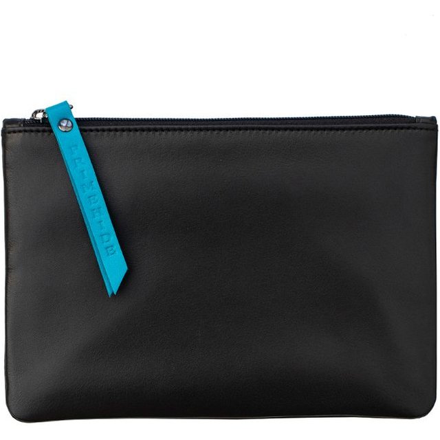 PRIMEHIDE Women's 'Cosmetic' Leather Medium Sized Zip Pouch in Black