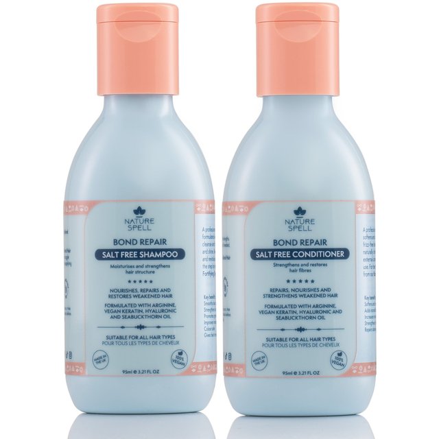 Nature Spell Bond Repair Shampoo & Conditioner Restoring Duo - Travel Size 95 in Blue