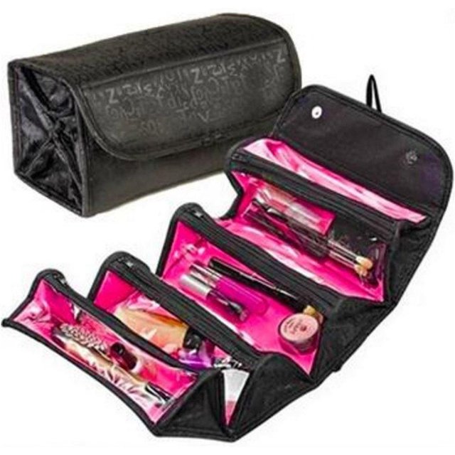 Charles William Triangle Travel Cosmetic Make up Toiletry Case Wash Bag in Black