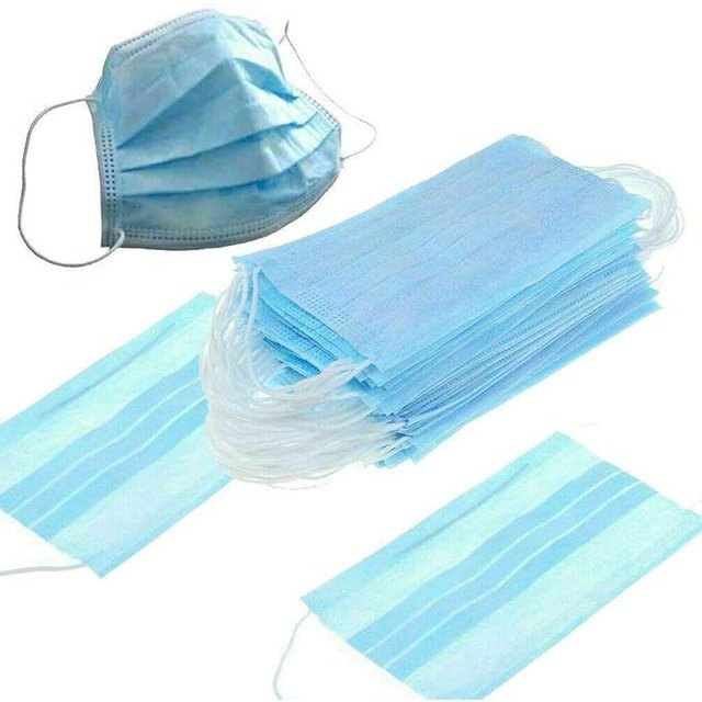 KAV 100 Pack 3 Ply Disposable Face Masks in Blue
