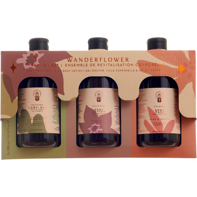 Wanderflower Women's Revival Gift Set - Body Wash, Body Oil & Body Lotion in Pink