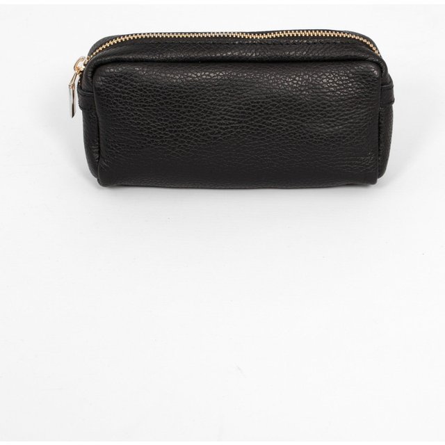 Sarta Women's Allegra Italian Leather Cosmetic Bag - Black, Pebbled in Black