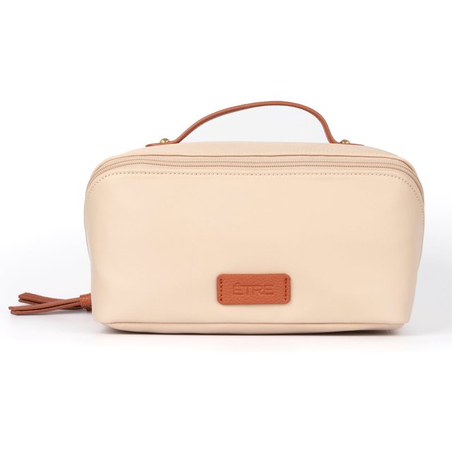 Etre Women's Thea Vanity Case Travel Makeup Bag- Cream, Nylon/PU in Cream