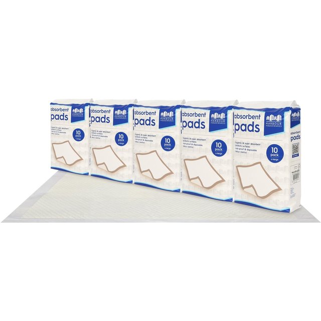 Harbour Housewares Extra Large Disposable Incontinence Bed Pads - 60cm x 89cm - 50x Waterproof Absorbent Mattress Wetting Protector Sheets