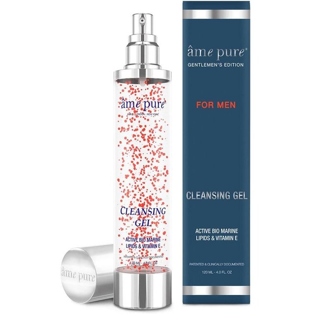 âme pure Men's GENTLEMEN CLEANSING GEL - Gentle Facial Wash With Vitamin E in Clear With Red Microbeads | Size: 120ml
