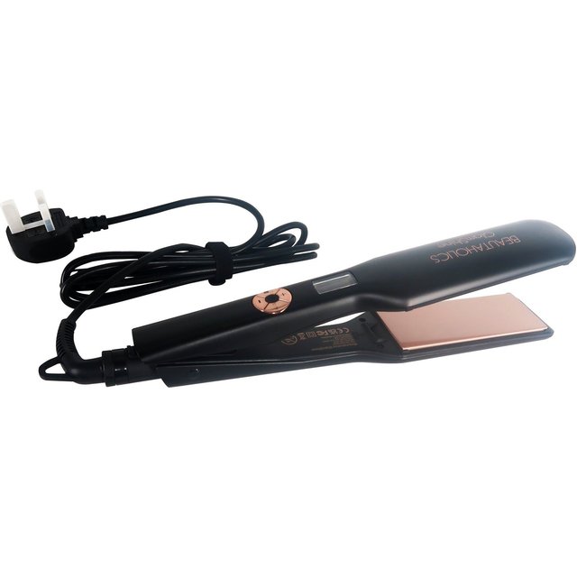 Beautaholics GlamShine Wide Plate Variable Heat Hair Straighteners in Matte Black