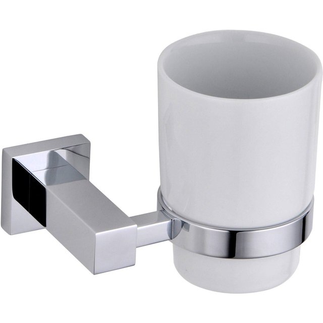 Nes Home Modern Chrome Single Wall Mounted Tumbler Holder in Silver