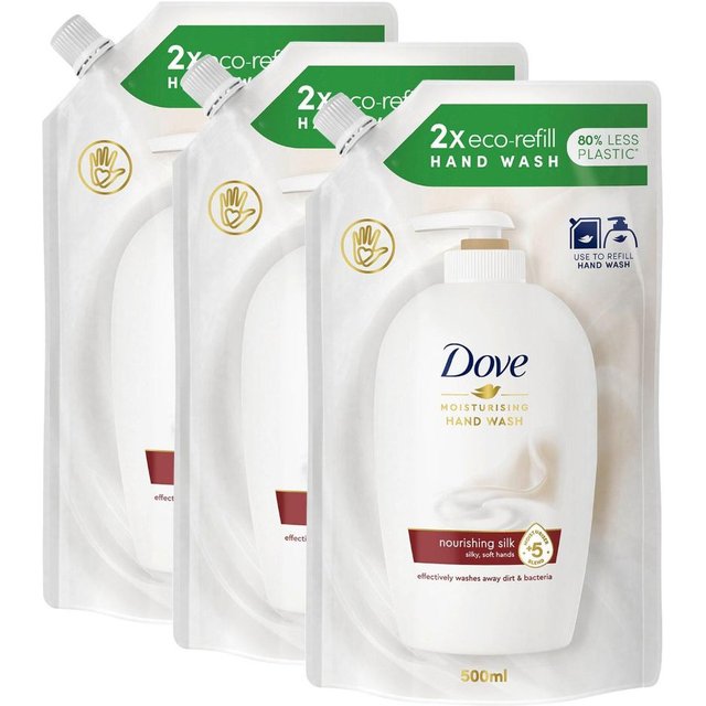 Dove Moisturising Liquid 'Hand Wash' Nourishing Silk, 3x500ml in White