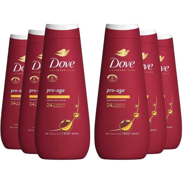 Dove Women's Advanced Care 'Body Wash' Pro Age for 24Hrs 400ml, 6pk in Maroon