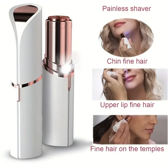 Facial Hair Remover for women | Painless, Waterproof Shaver with LED Light - White