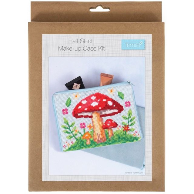 Trimits Tapestry Kit Stitch Your Own Make Up Pouch Case Toadstool