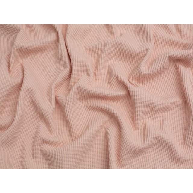 Cotton Waffle Textured Stretch Knit Fabric Blush Rose